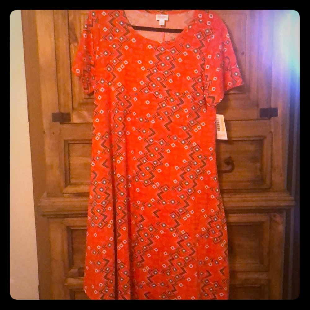 Lularoe large size Carley dress. Orange with print